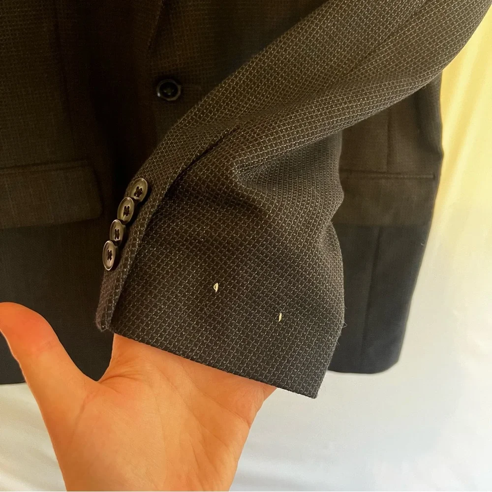 NWOT Peter Millar 100% Wool Blazer Sport Coat Black Micro Check 2-Button 44R